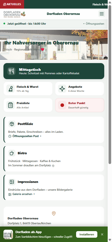 Homepage Mobile-Ansicht